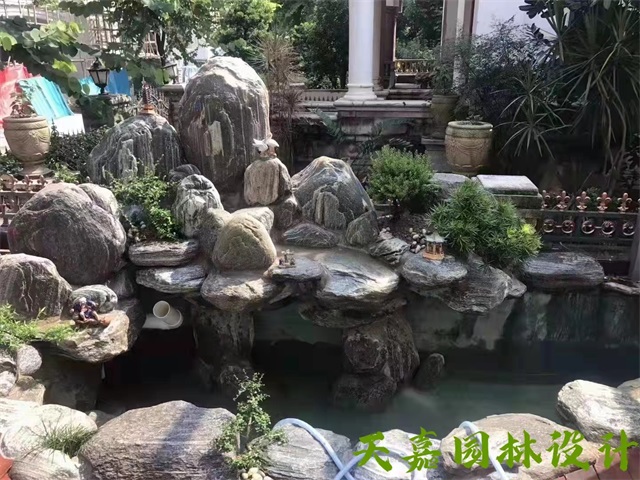 启东假山流水喷泉鱼池制作